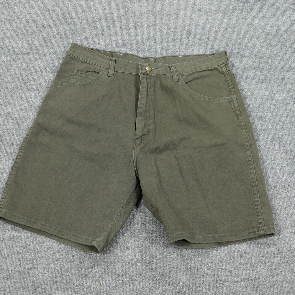 Vintage Wrangler Shorts Mens 38 Green Relaxed Fit Denim 100% Cotton Made in USA - Picture 1 of 8